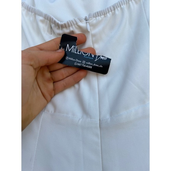 NWT Strapless White‎ Cropped Dressy Jumpsuit, Wide Leg, Front Cut Out, Sz Small - Picture 5 of 6